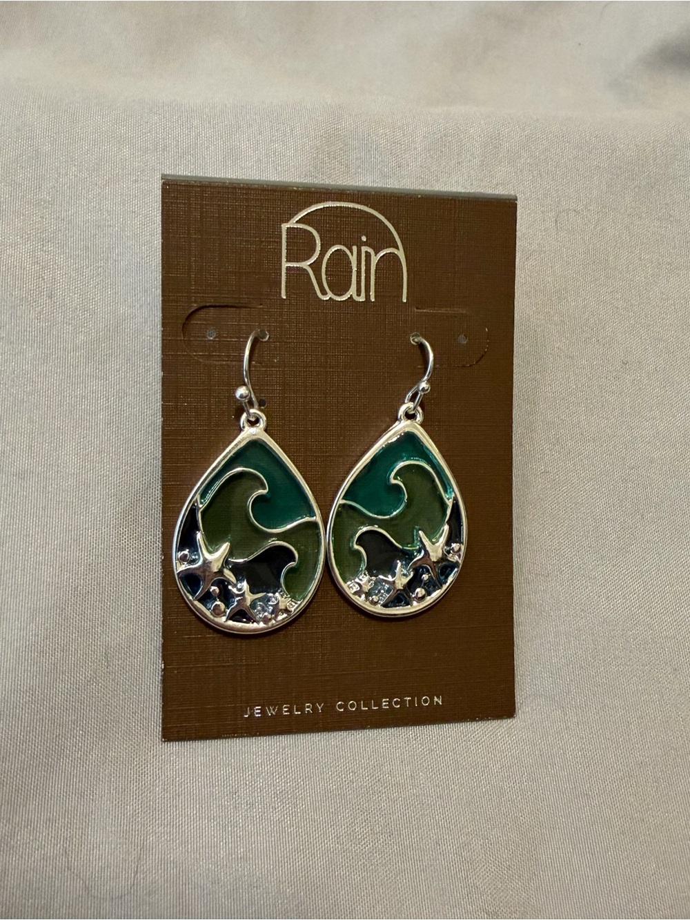 Rain Ocean Wave Earrings NWT Coastal Beach Starfish Teardrop Dangles